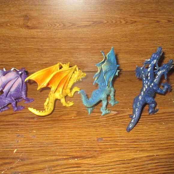 Lot of 4 Dragons/ Hydras Solid PVC Plastic Action Figure 6.5" 2243-P1/2/4/6 - Picture 3 of 16